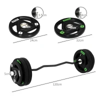 SPORTNOW Curl Bar with 30kg Weight Plates, Barbell Bar for 5cm Weight Plates, Home Gym Weight Lifting Bar, 120cm, 58kg(m-3)