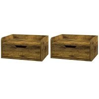 HOMCOM Floating Nightstand Set of 2 Wall Mounted Bedside Table with Storage Drawer for Bedroom, Rustic Brown(m-11)