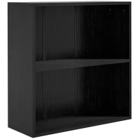 HOMCOM 2 Tier Bookshelf, Low Bookcase with Adjustable Shelf, 2 Compartments for Home Office, Living Room, Study, Black(m-1)