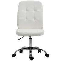 Vinsetto Armless Faux Leather Office Chair - White(m-1)