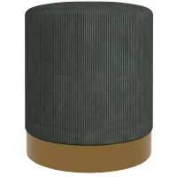 HOMCOM Soft Padded Corduroy Footstool - Dark Green(m-11)