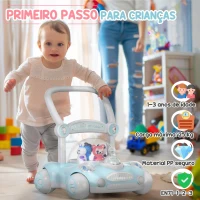 AIYAPLAY Andador para Bebés com Altura Ajustável Música Rodas Antiderrapantes Luzes Guiador Desmontável 43,4x40,6x43 cm Azul Claro(m-4)