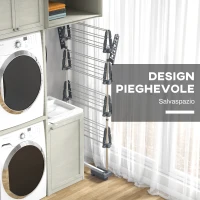 HOMCOM Stendino Verticale con 4 Ripiani Regolabili, in Acciaio e Plastica, 142x55x172 cm, Grigio e Argento(m-6)