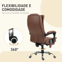 Vinsetto Cadeira de Massagem com 6 Pontos de Massagem com Função de Aquecimento Apoio para Pés e comando à distância Marrom(m-6)