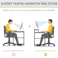 Homcom Suport Monitor Ergonomic 49×25 cm – Include Sertar pentru Mouse/Tastatura(m-4)
