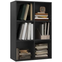 HOMCOM Six-Cube Bookcase - Black Wood Effect(m-1)