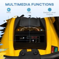 HOMCOM 12V Quad Bike ATV with LED Lights, Music, Backrest, Forward, Backward, Yellow(m-5)