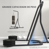 SPORTNOW Suporte Saco de Boxe com Estrutura de Aço Carga 60 kg para Bolas de Velocidade Treino em Ginásio Casa 160x115x208 cm Preto(m-5)