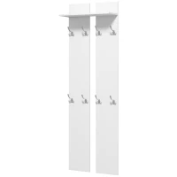 HOMCOM Móvel Cabide de Entrada de Parede Móvel de Entrada Moderno com 8 Ganchos e Prateleira  55x21,3x170 cm Branco(m-11)