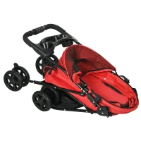 PawHut Hundebuggy Hundewagen bis 4 kg Klappbar Netzfenster Bodenkorb Becherhalter abnehmbares Dach rot 67 x 45 x 96 cm(m-13)