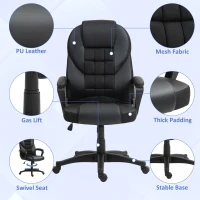 HOMCOM Faux Leather Office Chair - Black(m-5)