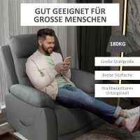 HOMCOM Relaxfotel z Pomocą Wstawania, Masaż, do 180 kg, Skóra Ekologiczna, Szary(m-7)