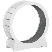 PawHut 30" Wooden Cat Running Wheel with Brake, White(m-11)