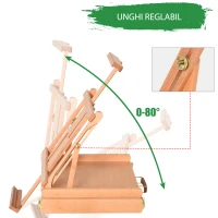 HOMCOM Șevalet din Lemn cu Sertar Inferior, Șevalet de Masă cu Înălțime și Înclinare Reglabilă, 42x36x12.5 cm, Lemn Natural(m-5)