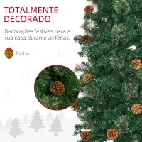 HOMCOM Árvore de Natal Artificial 225 cm Árvore de Natal com 706 Ramos Árvore de Natal Slim com 56 Pinhas Base Dobrável Ø58x225 cm Verde(m-6)