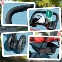 PawHut Hundebuggy Hundewagen bis 4 kg Klappbar Netzfenster Bodenkorb Becherhalter abnehmbares Dach rot 67 x 45 x 96 cm(m-8)