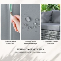 Outsunny Set de Gradina 4 Bucati cu 2 Canapele 2 Locuri, Masuta d(m-6)