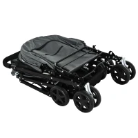 PawHut Hundebuggy Hundewagen bis 10 kg Klappbar Netzfenster Ablagekorb verstellbares Vordach Dunkelgrau 76,5 x 52 x 95 cm(m-13)