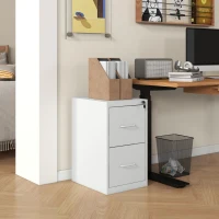 HOMCOM Two-Drawer Modern Steel Filing Cabinet - White(m-2)