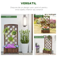 Outsunny Jardinieră pentru Exterior din Lemn, Jardinieră cu Spalier pentru Plante Agățătoare, 60x30x122.5 cm, Maro(m-4)