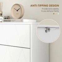 HOMCOM Two Flip Drawer Narrow Shoe Cabinet - White(m-8)