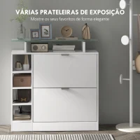 HOMCOM Sapateiro com Gavetas Basculantes, Prateleiras Ajustáveis e Prateleiras Abertas para 12 Pares de Sapatos 89x25x92 cm Branco(m-5)