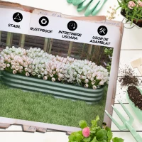 Outsunny Paturi inaltate Galvanizate pentru Gradina, Cutie inaltata din Metal cu Margine de Siguranta(m-7)