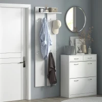 HOMCOM Móvel Cabide de Entrada de Parede Móvel de Entrada Moderno com 8 Ganchos e Prateleira  55x21,3x170 cm Branco(m-2)