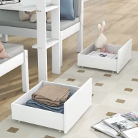 Functional Loft Bunk Bed with Desk and Storage, Twin Bedframe with Drawers and Cushions, Space-Saving Design, 196x101x168 cm, White(m-11)