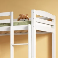 Triple Bunk Bed with Ladder, Solid Pine Wood Frame, Space-Saving Design, 195x96.5x191.5 cm, White(m-8)