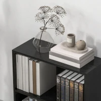 HOMCOM 2 Tier Bookshelf, Low Bookcase with Adjustable Shelf, 2 Compartments for Home Office, Living Room, Study, Black(m-8)