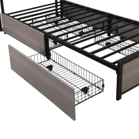 Metal Single Bed with LED Light Strip, 4 Drawers, and 3 USB Ports, Ideal for Home and Bedroom Furniture, 207x90.5x105 cm, Grey(m-15)