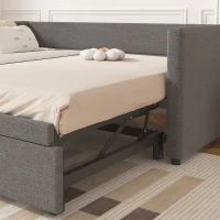 Upholstered Single Sofa Bed with Pull-Out Bottom Bed, Converts to Double Sofa Bed, Space-Saving Daybed, 203x191x73 cm, Gray(m-9)