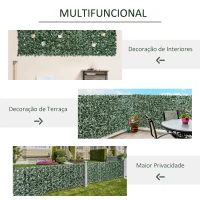 Outsunny Vedação Artificial em Rolo 3,1,5m Vedação de Privacidade para Balcão Jardim Exterior Planta Decorativa de Parede PE Verde(m-5)