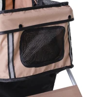 PawHut Hundebuggy Hundewagen bis 10 kg Klappbar Bodenkorb 2 Becherhalter Sonnendach Kaffeebraun(m-11)