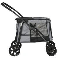 PawHut Hundebuggy Hundewagen bis 20 kg Klappbar 3 Seitentasche 102 cm x 62 cm x 105 cm Grau(m-12)