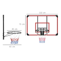 SPORTNOW Basketbalring voor Wandmontage, Binnen/Buiten, Stevige PC-Achterkant, Nylonnet, Stalen Rand, 113x61x73 cm(m-3)