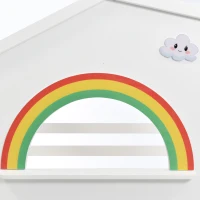 Children's Bunk Bed Frame with Ladder, House Bed, Space-Saving Design, Ideal for Kids' Room Storage, 200.5x98.5x189.5 cm, White(m-9)