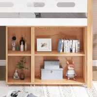 Loft Bed Children Single Sofa Bed Mid Sleeper with Movable Cabinet and Storage, 3FT Bed 200x101x100 cm, White(m-5)