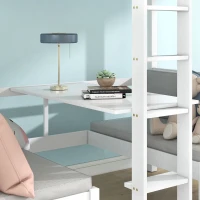 Functional Loft Bunk Bed with Desk and Storage, Twin Bedframe with Drawers and Cushions, Space-Saving Design, 196x101x168 cm, White(m-9)