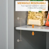 HOMCOM Carrello da Cucina Multiuso in Legno con 2 Cassetti, Armadietto e 4 Ruote, 104x46x91cm, Grigio(m-6)