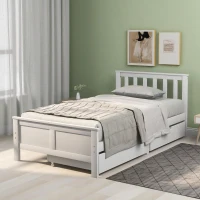 Wooden Solid Pine Divan Storage Bed with Drawers, Single 3ft, 196x100x82 cm, White(m-4)