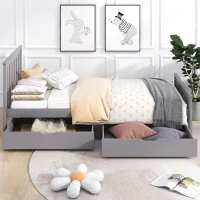 Wooden Pine Divan Storage Bed with Drawers, Solid Slatted Base, 3ft Single, 196x100x82 cm, Gray(m-4)