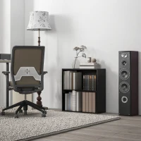 HOMCOM 2 Tier Bookshelf, Low Bookcase with Adjustable Shelf, 2 Compartments for Home Office, Living Room, Study, Black(m-2)