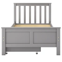 Wooden Pine Divan Storage Bed with Drawers, Solid Slatted Base, 3ft Single, 196x100x82 cm, Gray(m-12)