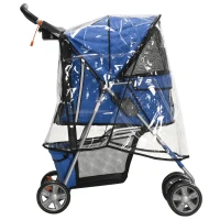 PawHut Hundebuggy Hundewagen bis 10 kg Klappbar Regenschutz Bodenkorb 2 Becherhalter 75 cm x 45 cm x 97 cm, Blau(m-11)
