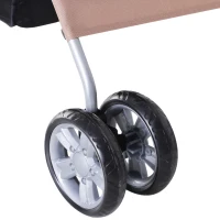 PawHut Hundebuggy Hundewagen bis 10 kg Klappbar Bodenkorb 2 Becherhalter Sonnendach Kaffeebraun(m-12)