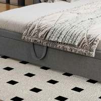 Upholstered Single Sofa Bed with Pull-Out Bottom Bed, Converts to Double Sofa Bed, Space-Saving Daybed, 203x191x73 cm, Gray(m-8)