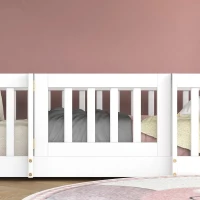 Children's Bunk Bed with Safety Railings and Right-Angled Ladder, Solid Pine Wood, Kids Storage Solution, 198x101.5x150 cm, White(m-7)