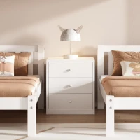 Triple Bunk Beds with Side Ladder, Safety Rails, Pine Frame, 205x146.5x165 cm, White(m-9)